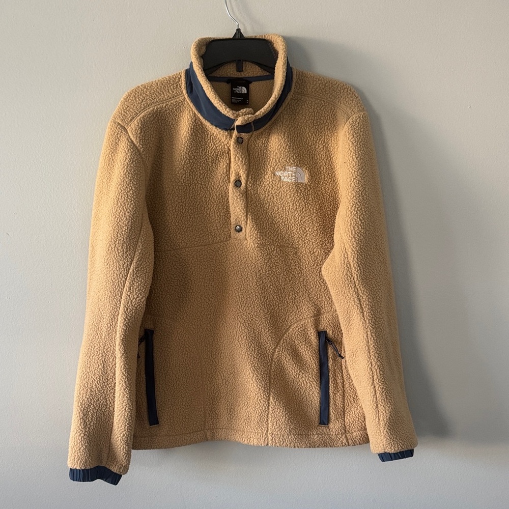 The North Face Parkview Fleece Half Snap Khaki  Navy Winter Skiing Travel Hike